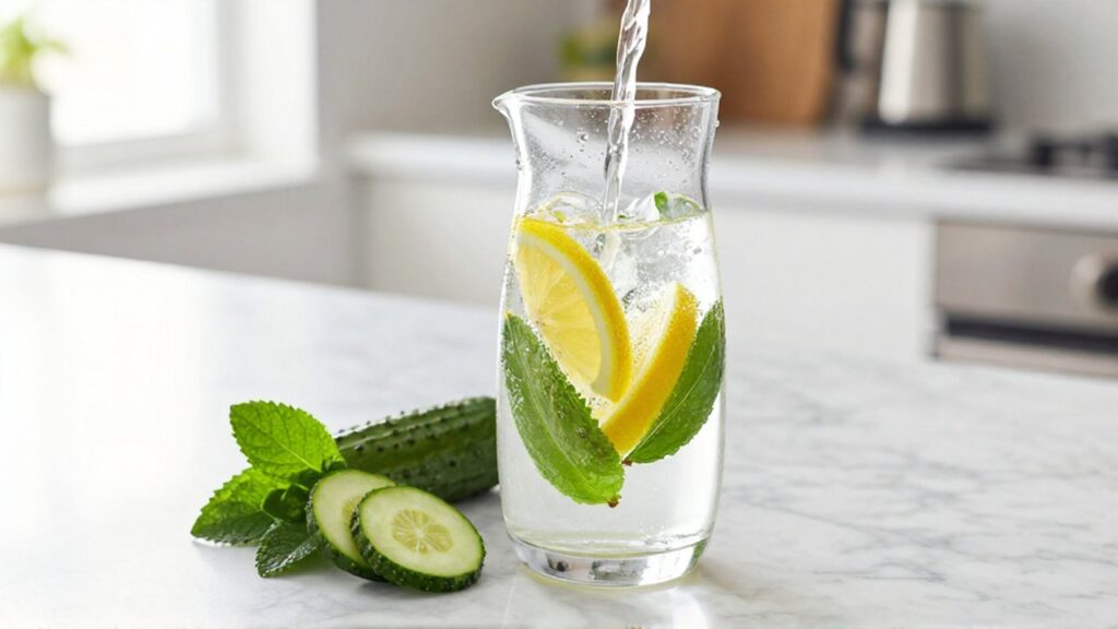 Agua con rodajas de pepino