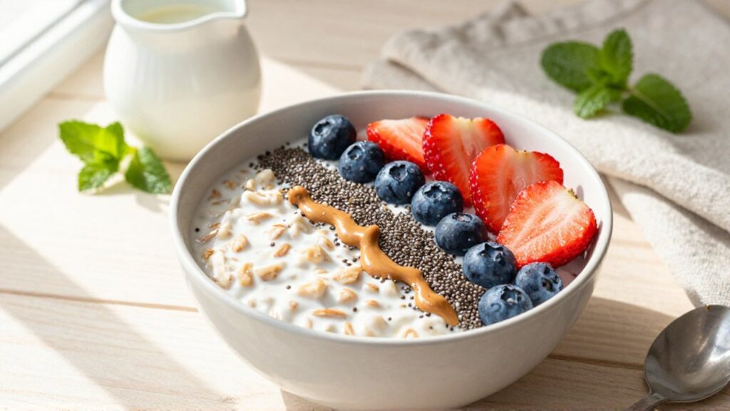 Tazón de avena con fresas